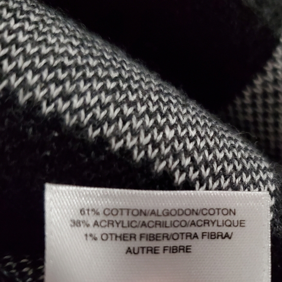 NWOT Anne Klein Open Cardigan B&W dark grey black and white plaid sweater - Picture 3 of 6